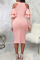 Pink Elegant Solid Patchwork Flounce O Neck One Step Skirt Dresses