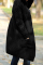 Black Casual Solid Cardigan Hooded Collar Outerwear