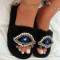 Turquoise Casual Patchwork Rhinestone Round Comfortable Shoes