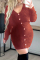 Caramel Colour Casual Solid Patchwork V Neck Long Sleeve Dresses