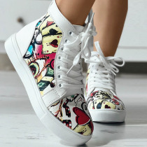 Red Casual Graffiti Round Comfortable Shoes
