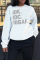 Black Street Daily Print Patchwork Letter O Neck Tops