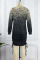 Light Coffee Sexy Print Bandage Patchwork Oblique Collar Dresses