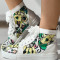 Green Casual Graffiti Round Comfortable Shoes
