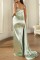 Green Sexy Formal Solid Patchwork Backless Slit Spaghetti Strap Evening Dress Dresses