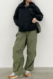 Green Casual Street Solid Patchwork Pocket Loose Mid Waist Straight Solid Color Bottoms