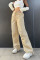 Skin Color Casual Street Solid Patchwork Pocket Loose Low Waist Wide Leg Solid Color Bottoms