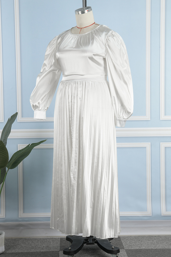 Off White Cotton Squared Neck Gathered Women's Plus Size Dress