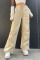 Skin Color Casual Street Solid Patchwork Pocket Loose Low Waist Wide Leg Solid Color Bottoms