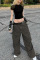 Skin Color Casual Street Solid Patchwork Pocket Loose Low Waist Wide Leg Solid Color Bottoms
