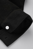 Black Casual Vintage Solid Tassel Turtleneck Tops
