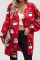 Red Casual Print Patchwork Cardigan Collar Outerwear