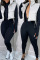 Black Casual Solid Patchwork Zipper Turtleneck Outerwear