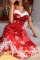 Red Sexy Casual Print Patchwork Backless Spaghetti Strap Sleeveless Dress Dresses