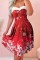 Red Sexy Casual Print Patchwork Backless Spaghetti Strap Sleeveless Dress Dresses