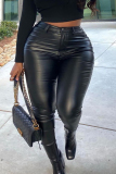 Black Sexy Solid Patchwork Plus Size