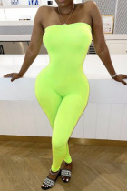 Fluorescent green Fashion Sexy Tight Tube Top Jumpsuit