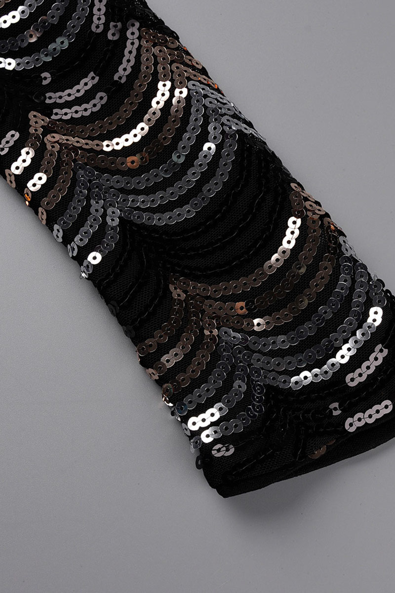 Fashion Patchwork Sequins One Shoulder Pencil Skirt Dresses main image 0