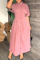 Pink Casual Solid Patchwork Half A Turtleneck Long Dress Dresses