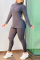 Dark Gray Street Solid Patchwork Half A Turtleneck Long Sleeve Two Pieces
