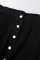 Black Casual Solid Patchwork Buttons High Waist Skinny Denim Skirts