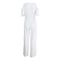White Fashion Casual Solid Hollowed Out V Neck Regular Jumpsuits