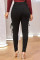 Black Casual Solid Hollowed Out Frenulum High Waist Skinny Denim Jeans
