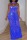 Blue Sexy Patchwork Hot Drilling Hollowed Out Backless Halter Long Dress Dresses