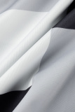 Black Casual Plaid Print Patchwork V Neck Long Sleeve Dresses