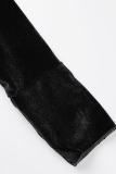 Black Sexy Solid Patchwork Turtleneck Skinny Jumpsuits