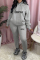Grey Street Print Letter Hooded Collar Long Sleeve Two Pieces
