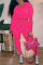 Brownness Casual Solid See-through O Neck Long Sleeve Two Pieces