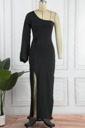 Sexy Solid Color Irregular Pleated Oblique Collar Fishtail Dresses(6 Colors)