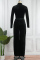 Black Sexy Solid Patchwork Turndown Collar Long Sleeve Two Pieces