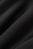 Black Casual Letter Print Patchwork Oblique Collar Regular Jumpsuits