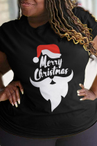 Black Street Vintage Print Letter O Neck T-Shirts