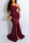 Burgundy Sexy Solid Patchwork Slit Oblique Collar Evening Dress Dresses