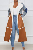 Green Casual Street Solid Bandage Patchwork Turn-back Collar Outerwear