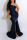 Navy Blue Sexy Solid Patchwork Slit Oblique Collar Evening Dress Dresses