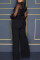 Burgundy Fashion Sexy Patchwork Sequins See-through Turtleneck Regular Jumpsuits