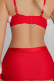 Red Sexy Patchwork Solid Backless With Bow Christmas Day Lingerie