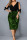 Green Sexy Casual Patchwork Hollowed Out V Neck Pencil Skirt Dresses