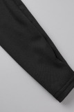 Black Casual Solid Backless Half A Turtleneck Long Sleeve Dresses