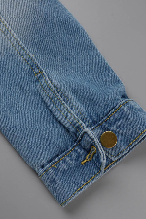 Casual Ripped Patchwork Turndown Collar Short Sleeve High Waist Regular Denim Romper(4 Colors)