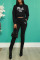 Black Casual Sportswear Print Patchwork O Neck Long Sleeve Two Pieces