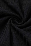 Black Casual Solid Patchwork Frenulum O Neck Long Sleeve Plus Size Dresses
