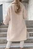 Apricot Casual Solid Buckle Solid Color Turndown Collar Outerwear
