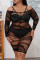 Black Sexy Living Solid Hollowed Out See-through Lingerie (Without Underwear )