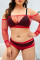 Red Sexy Solid Hollowed Out See-through Lingerie (Without Underwear )