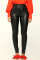 Black Casual Solid Pocket Skinny High Waist Conventional Solid Color Bottoms